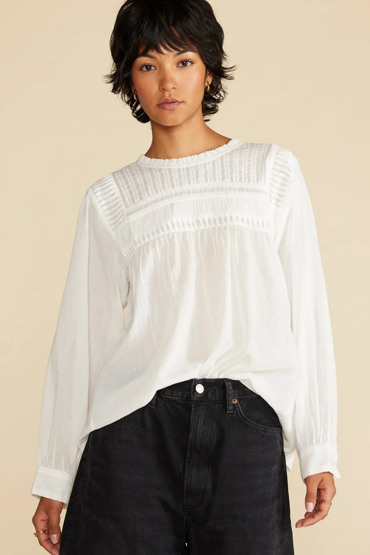 Aida Long Sleeve Organic Cotton Blouse