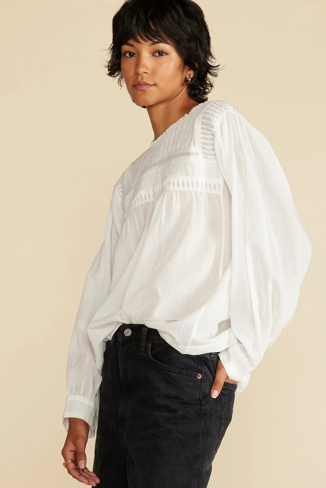 Aida Long Sleeve Organic Cotton Blouse
