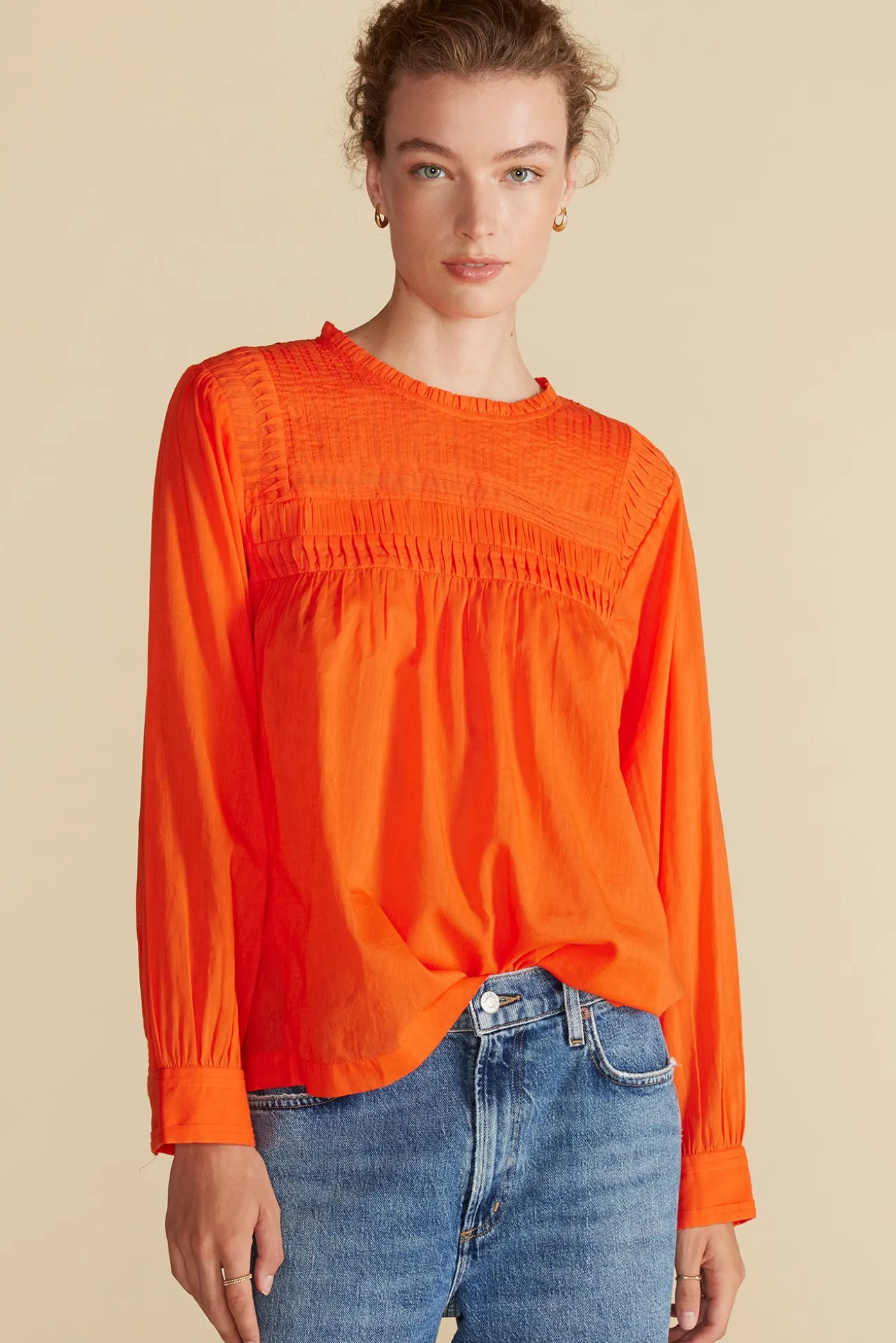 Aida Long Sleeve Organic Cotton Blouse