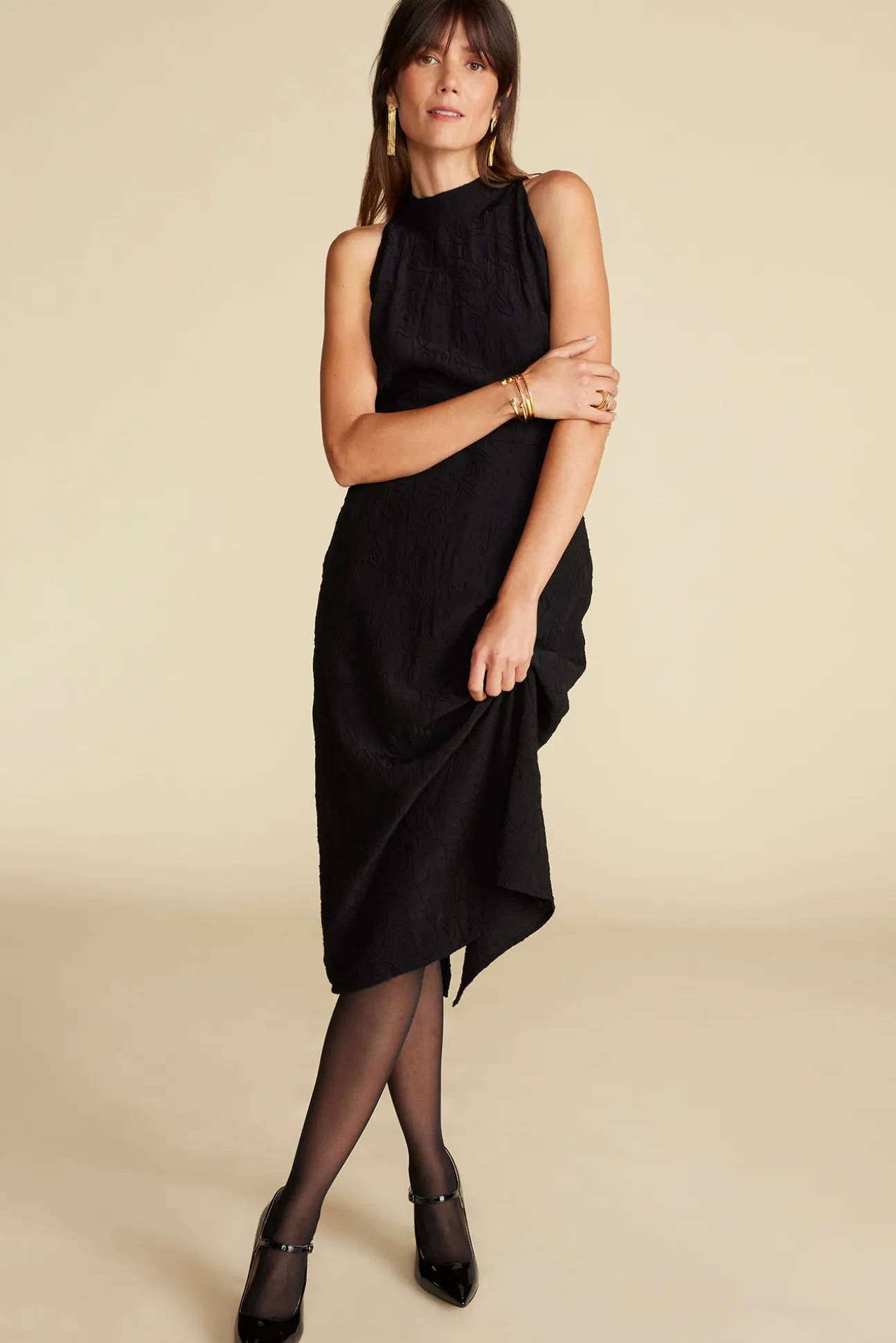 Alexandrine Embroidered Crepe Sleeveless Dress