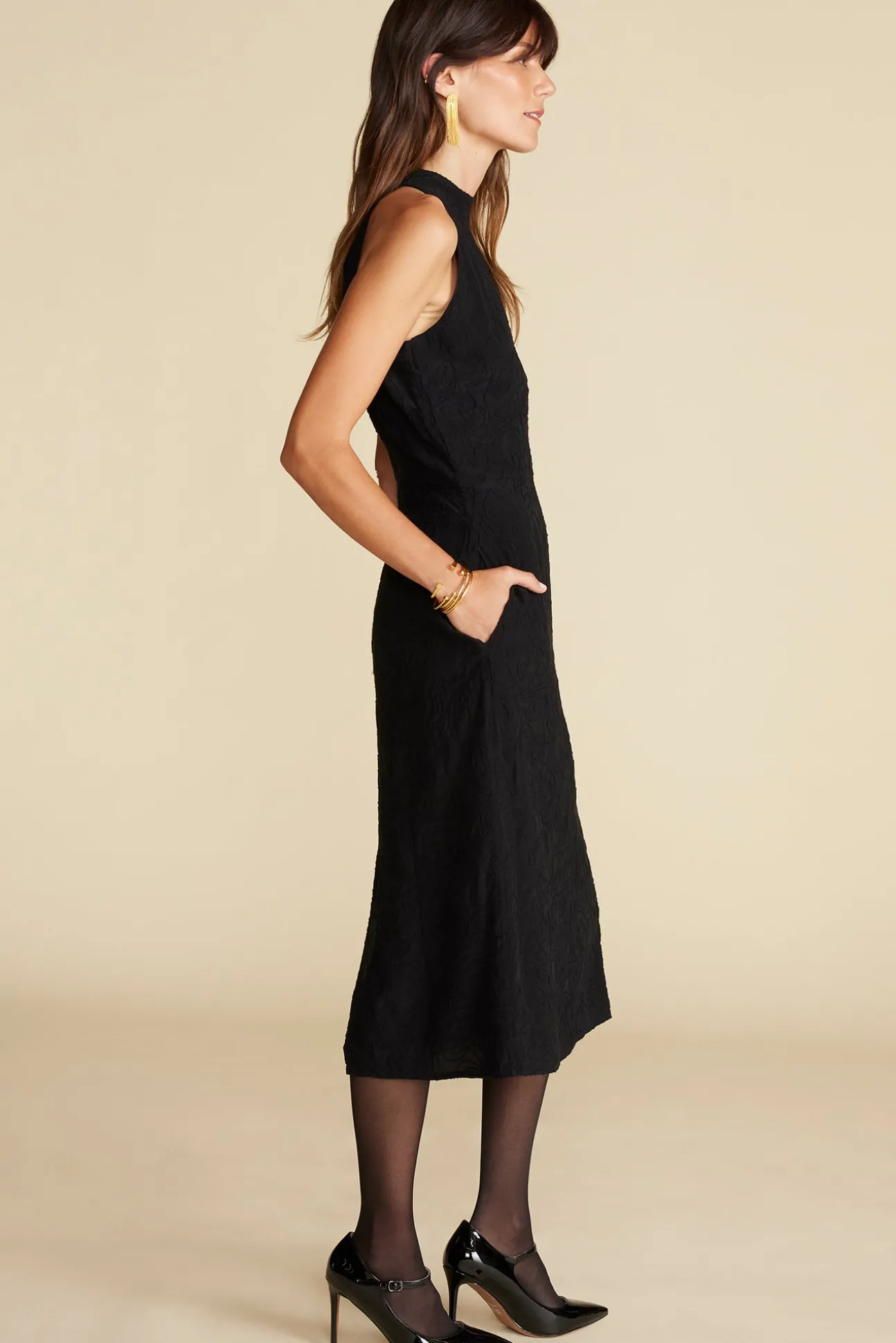 Alexandrine Embroidered Crepe Sleeveless Dress