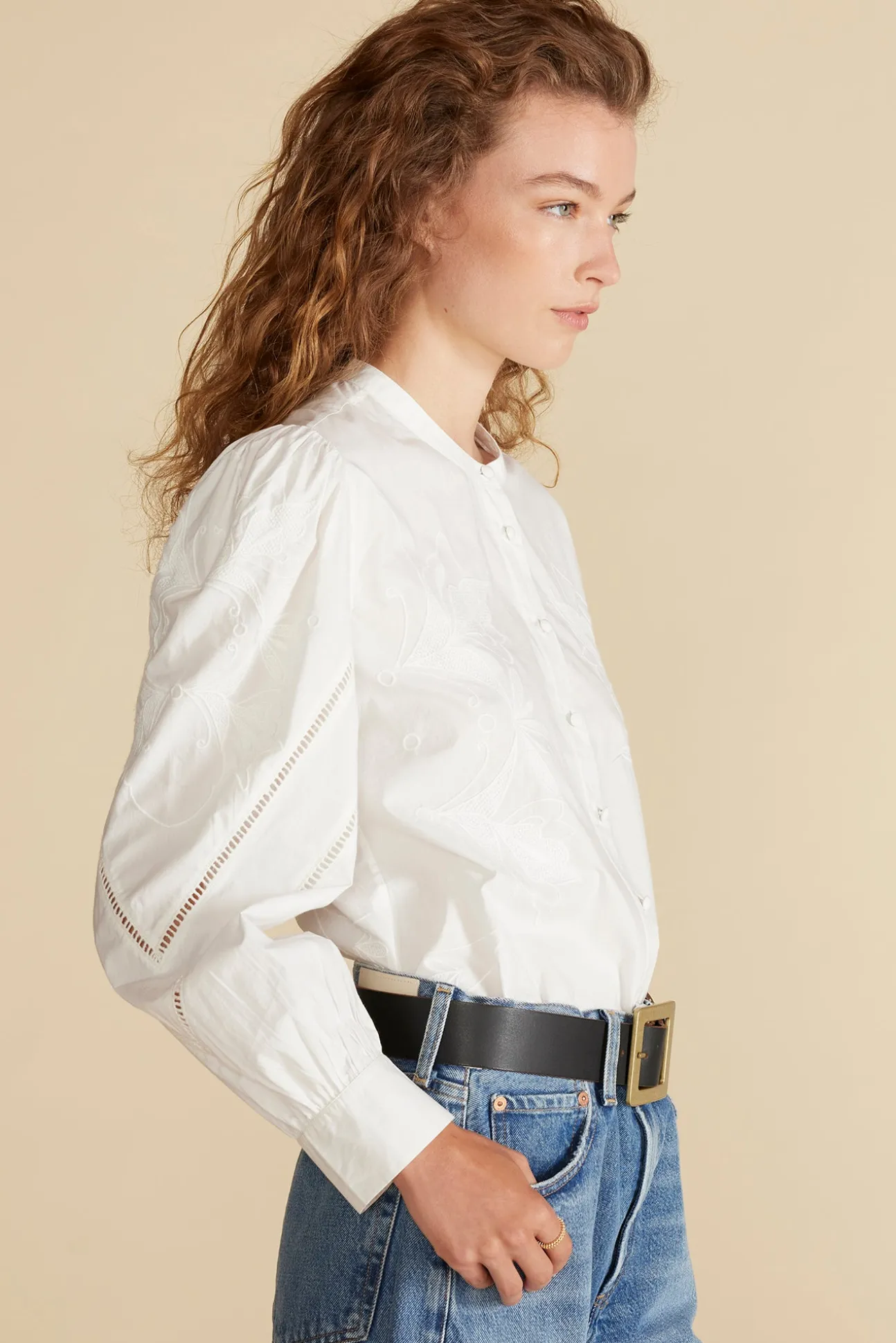 Angelique Puff Sleeve Poplin Blouse
