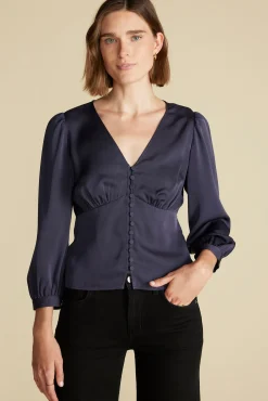 Aurelie Stretch Silk Bustier Blouse