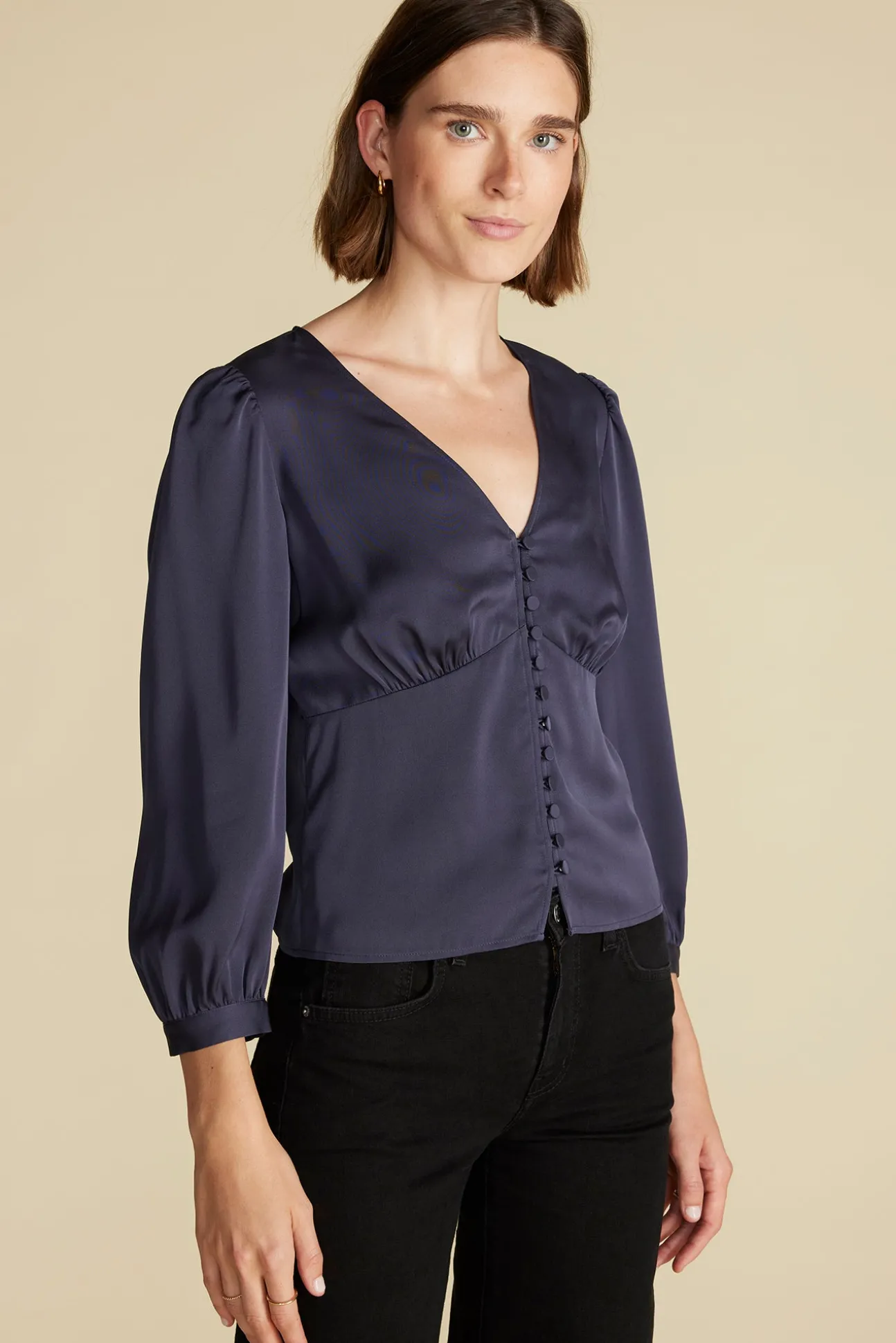 Aurelie Stretch Silk Bustier Blouse