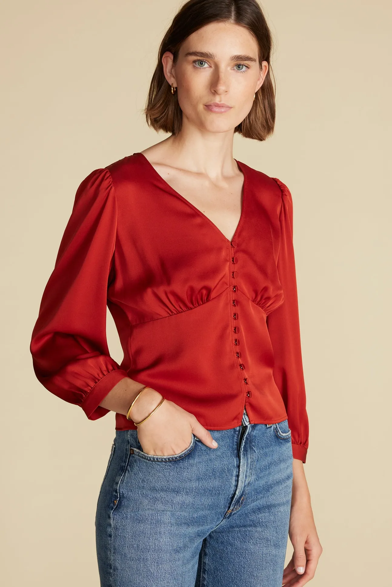 Aurelie Stretch Silk Bustier Blouse