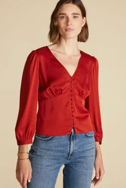 Aurelie Stretch Silk Bustier Blouse