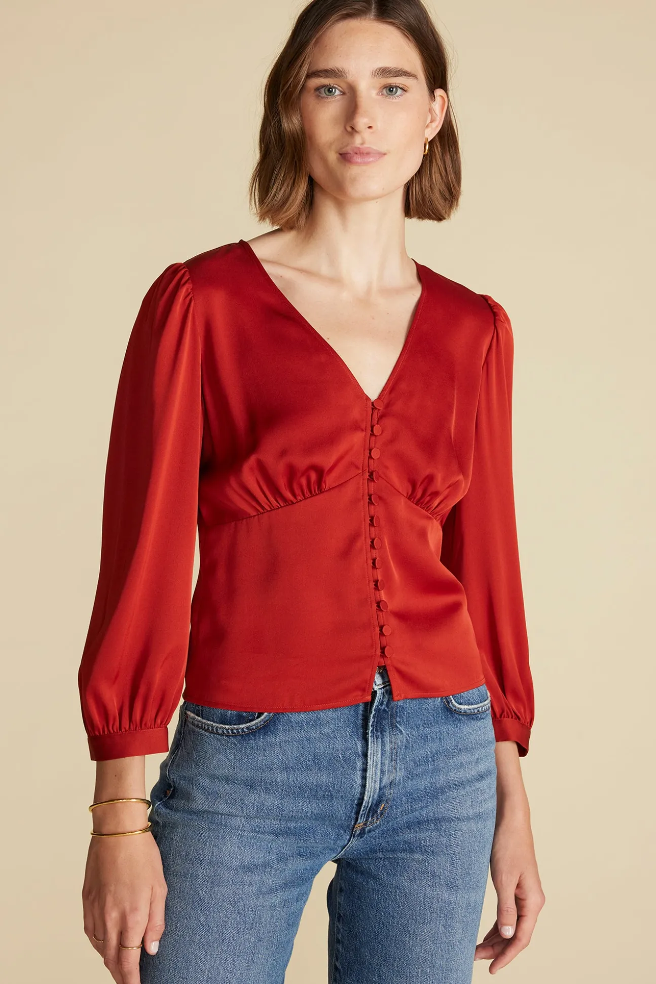 Aurelie Stretch Silk Bustier Blouse