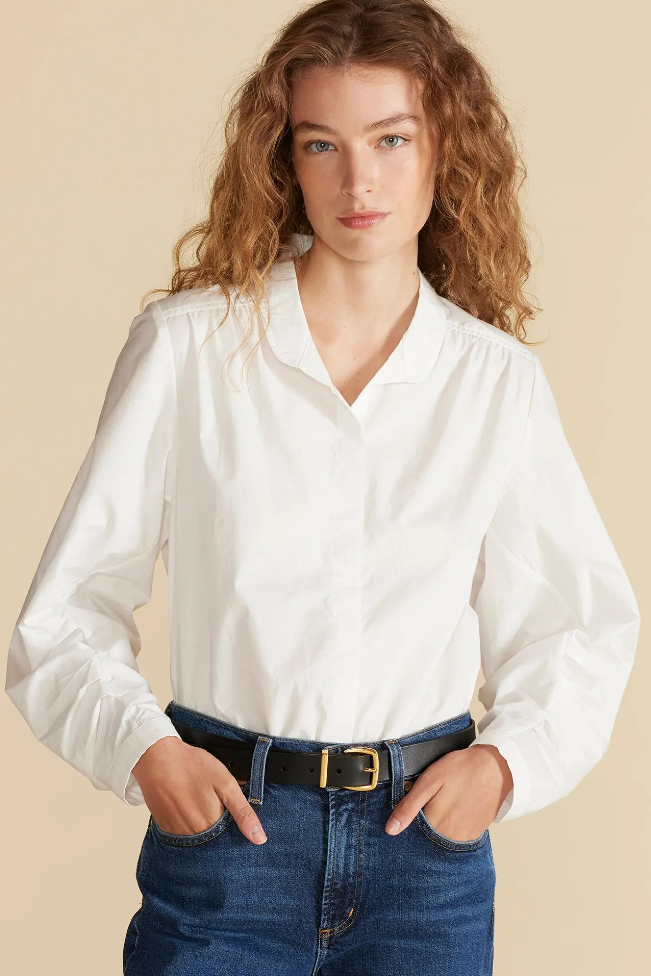 Averi Pleated Poplin Blouse