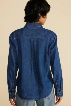 Bixby Denim Collared Long Sleeve Top