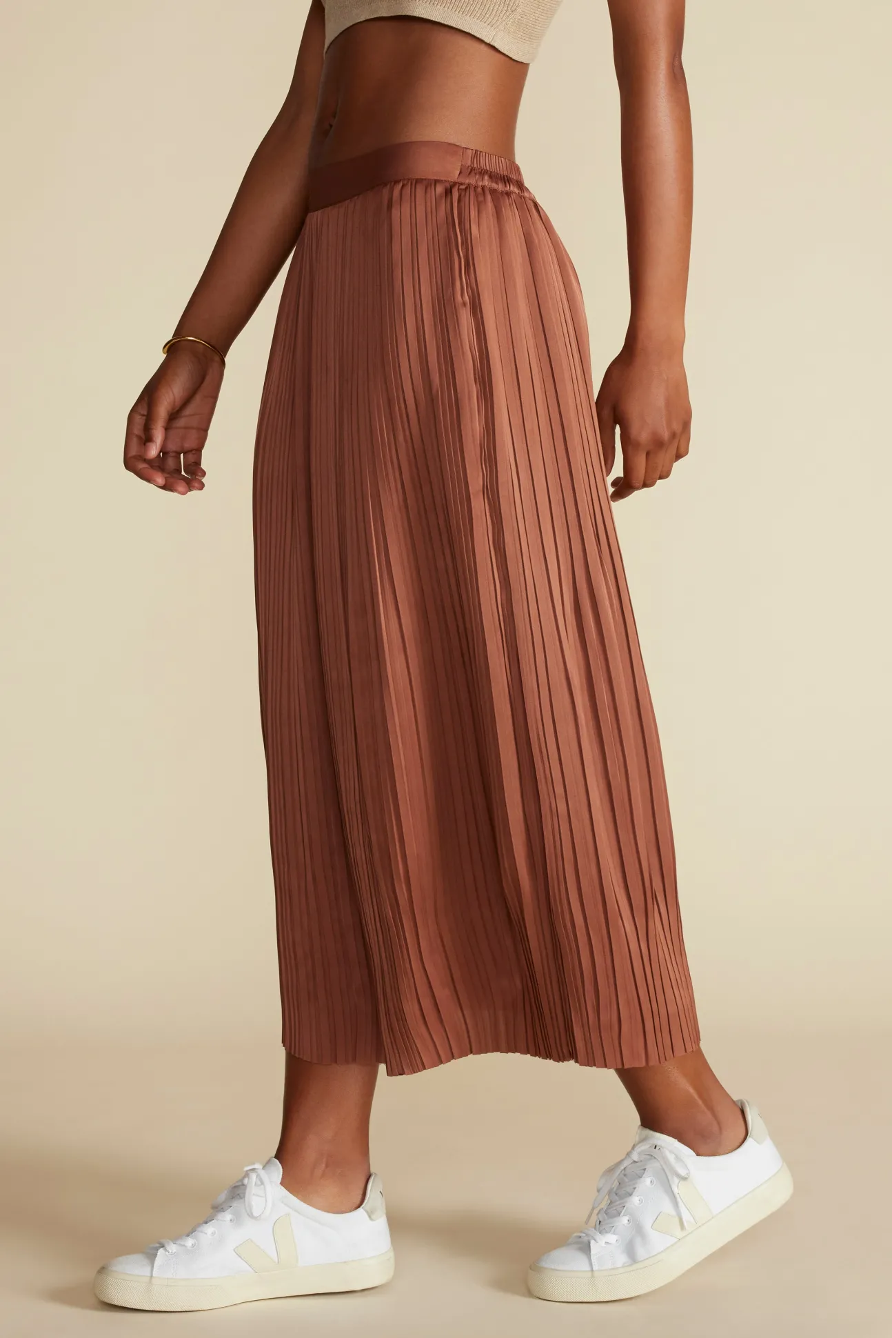 Blaze Pleated Recycled Sateen Skirt