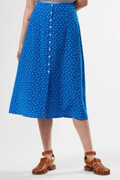 Button Front Washable Silk Skirt