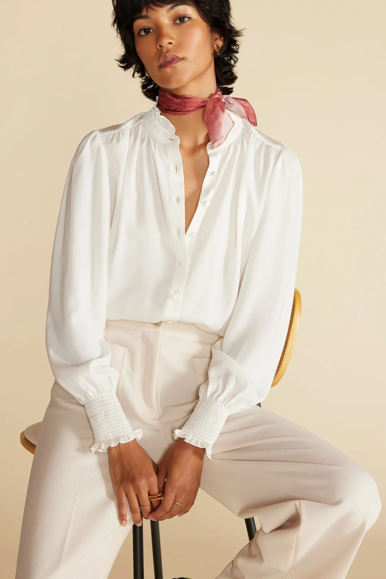 Charlotte Ruffled Recycled Sateen Blouse