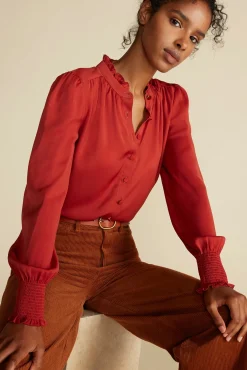Charlotte Ruffled Recycled Sateen Blouse