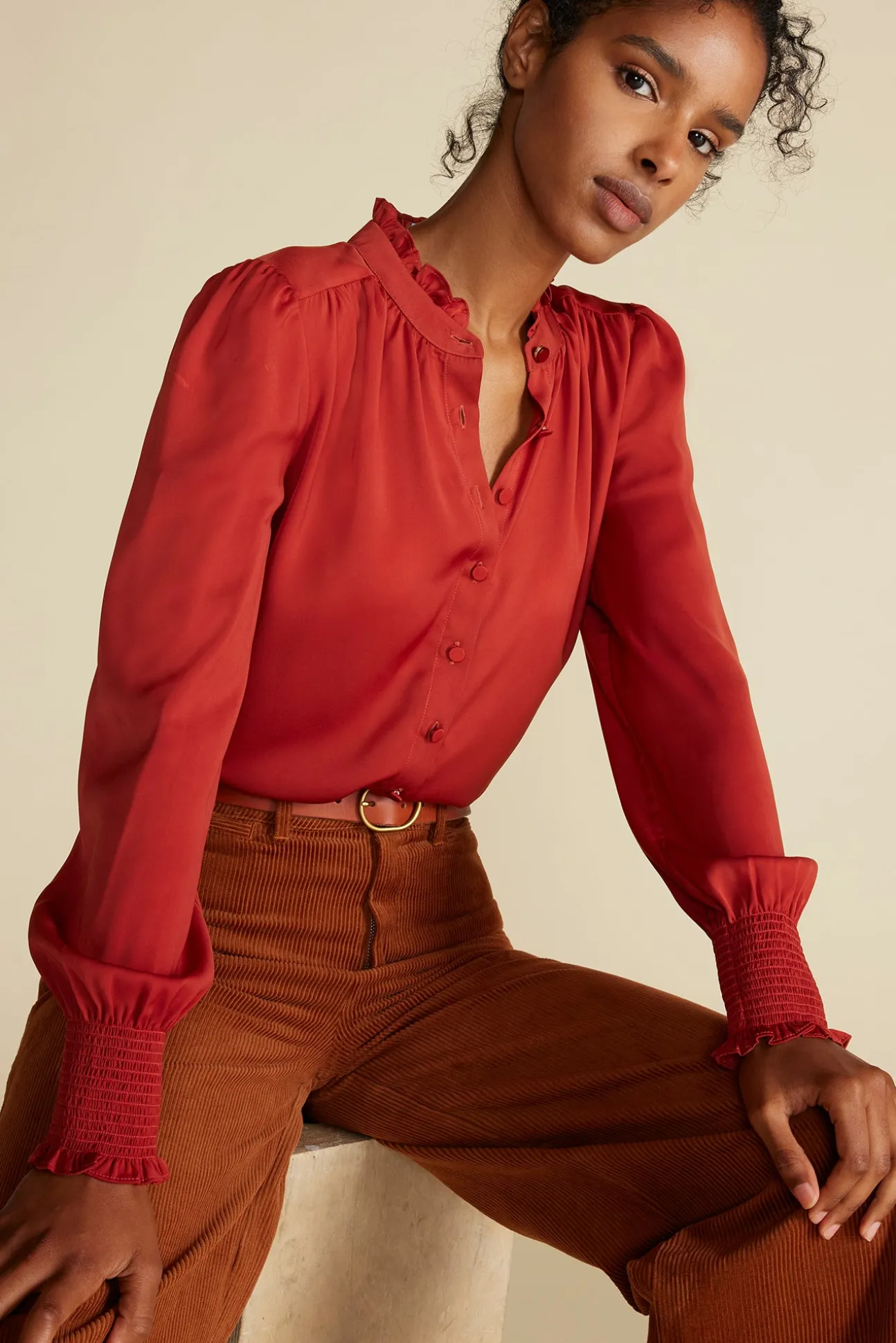 Charlotte Ruffled Recycled Sateen Blouse