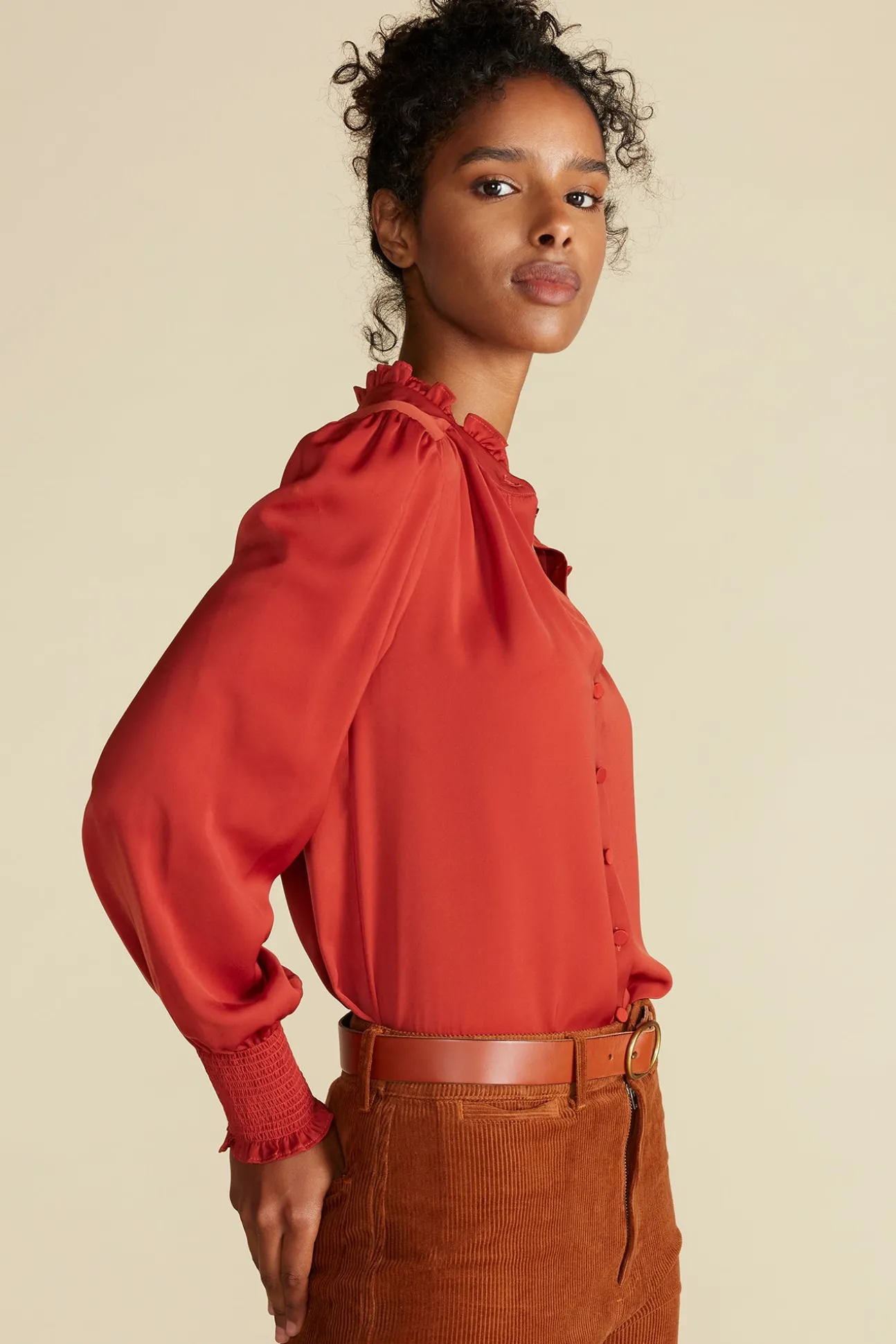 Charlotte Ruffled Recycled Sateen Blouse