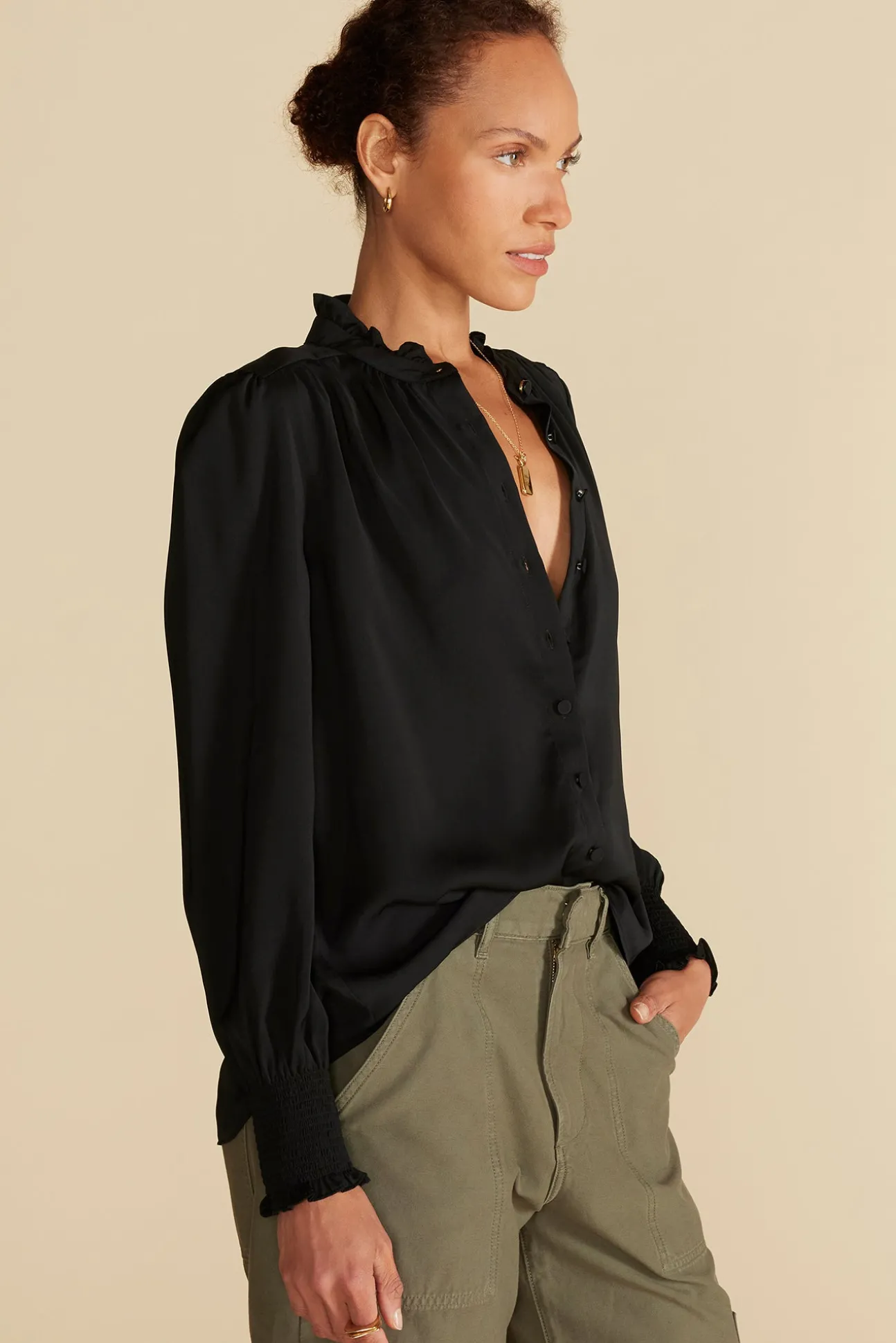 Charlotte Ruffled Recycled Sateen Blouse