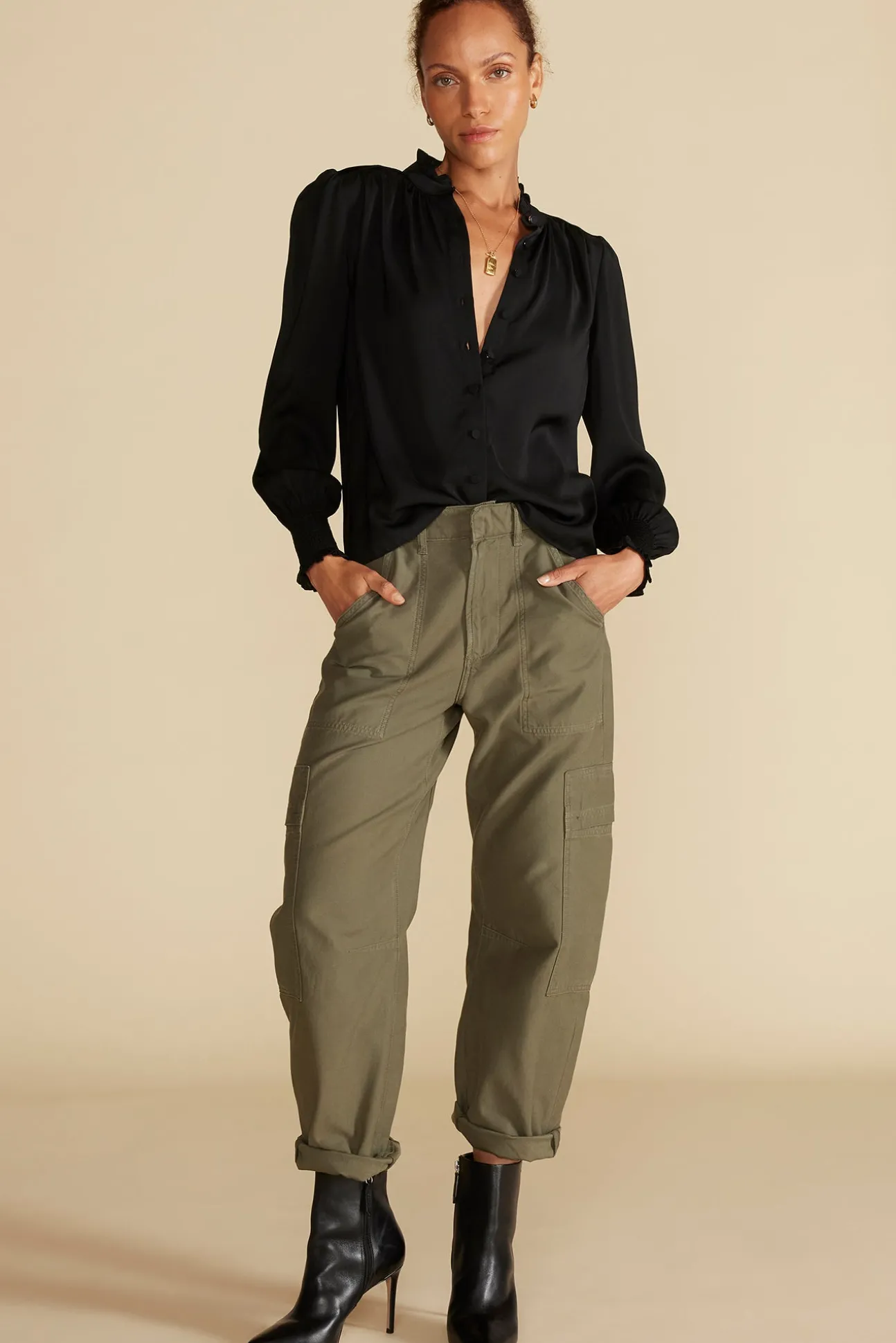 Charlotte Ruffled Recycled Sateen Blouse