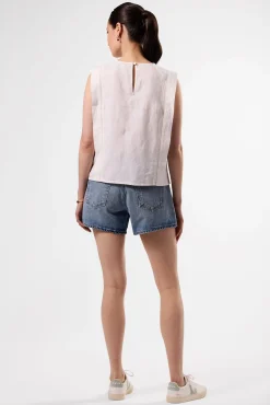 Detailed Cotton Linen Tank Top