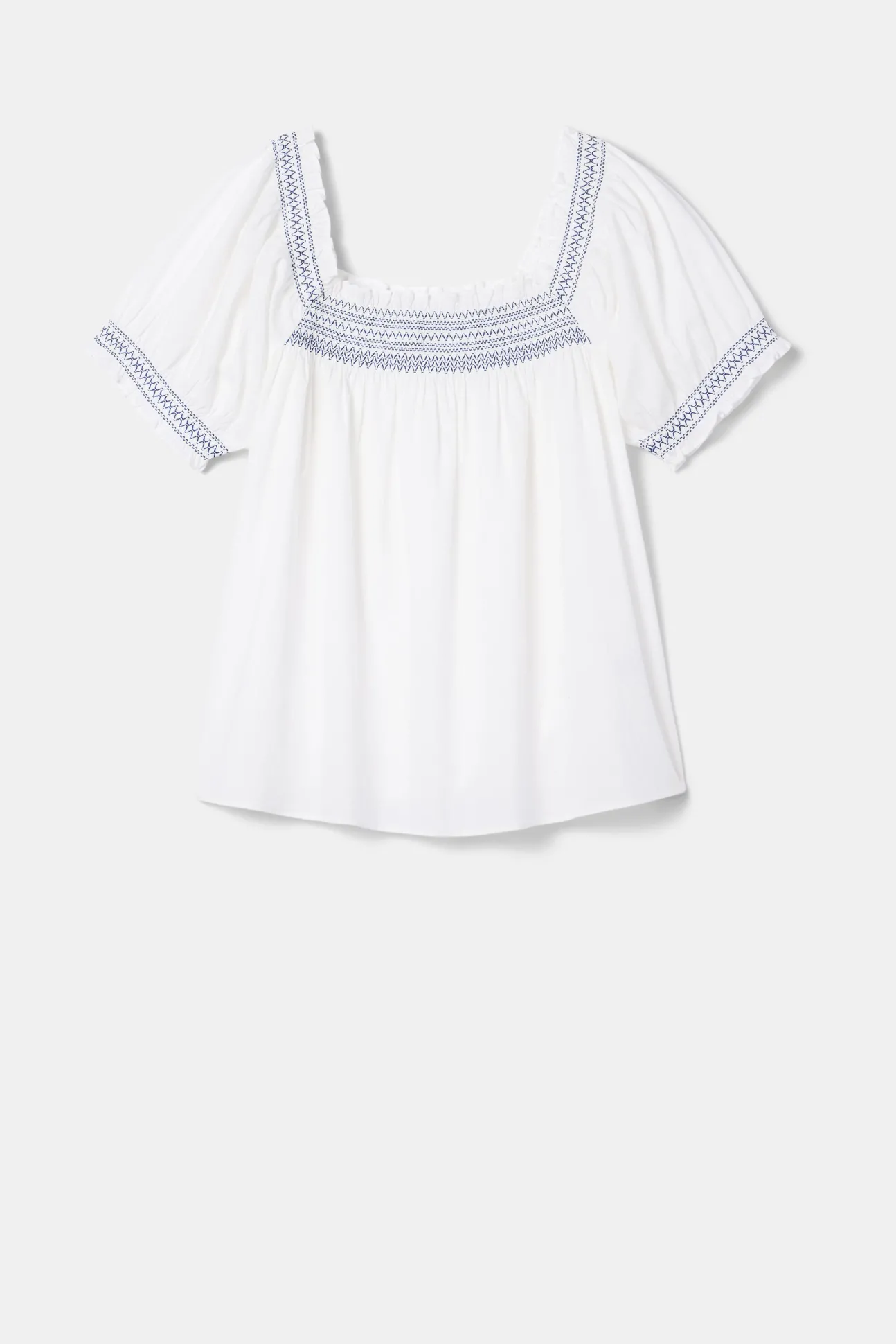 Embroidered Smocked Top