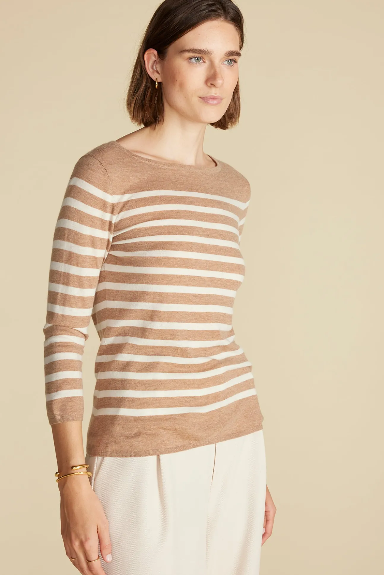 Fran Boatneck Striped Cashmere Sweater