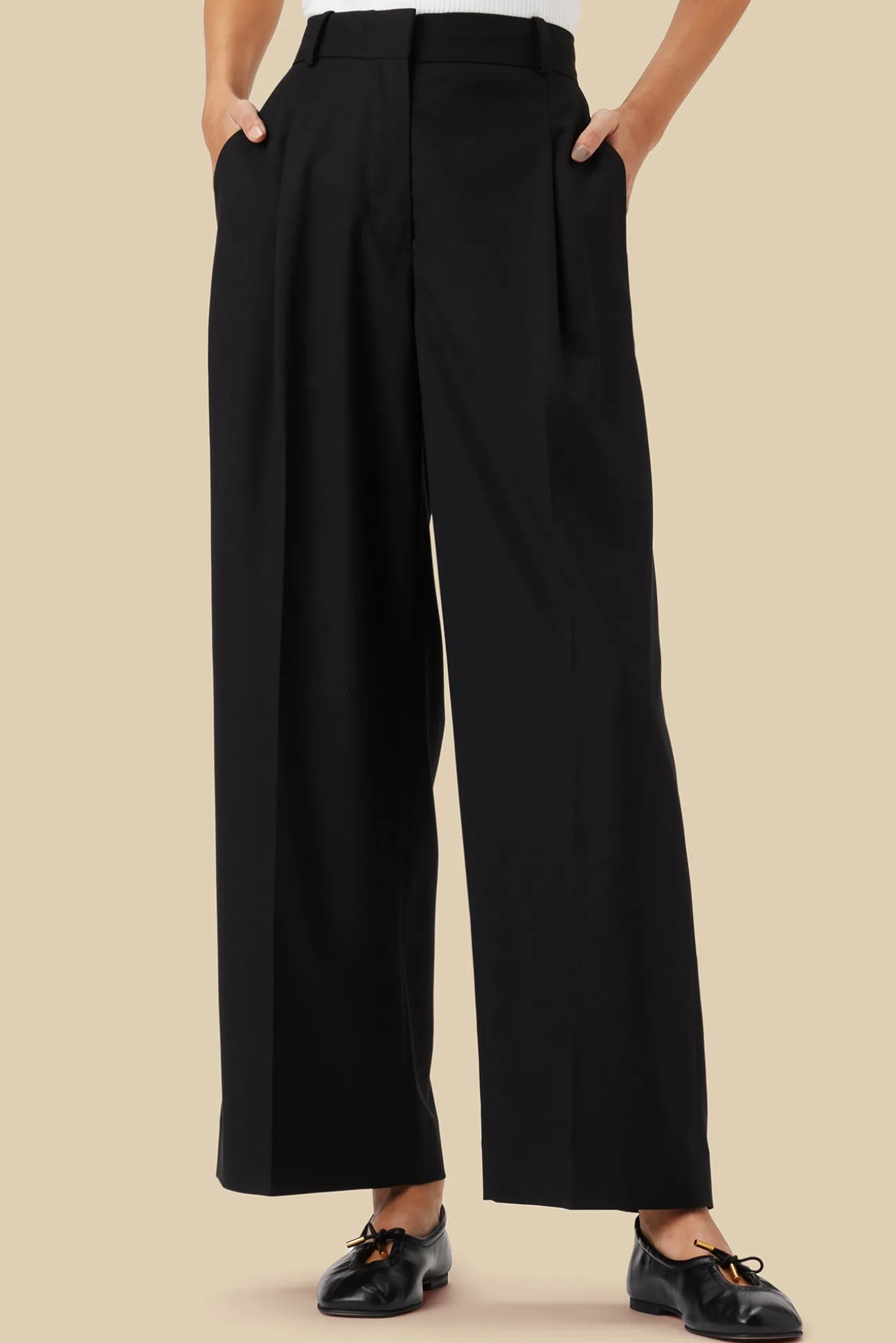 Pleated Wide Leg Trouser