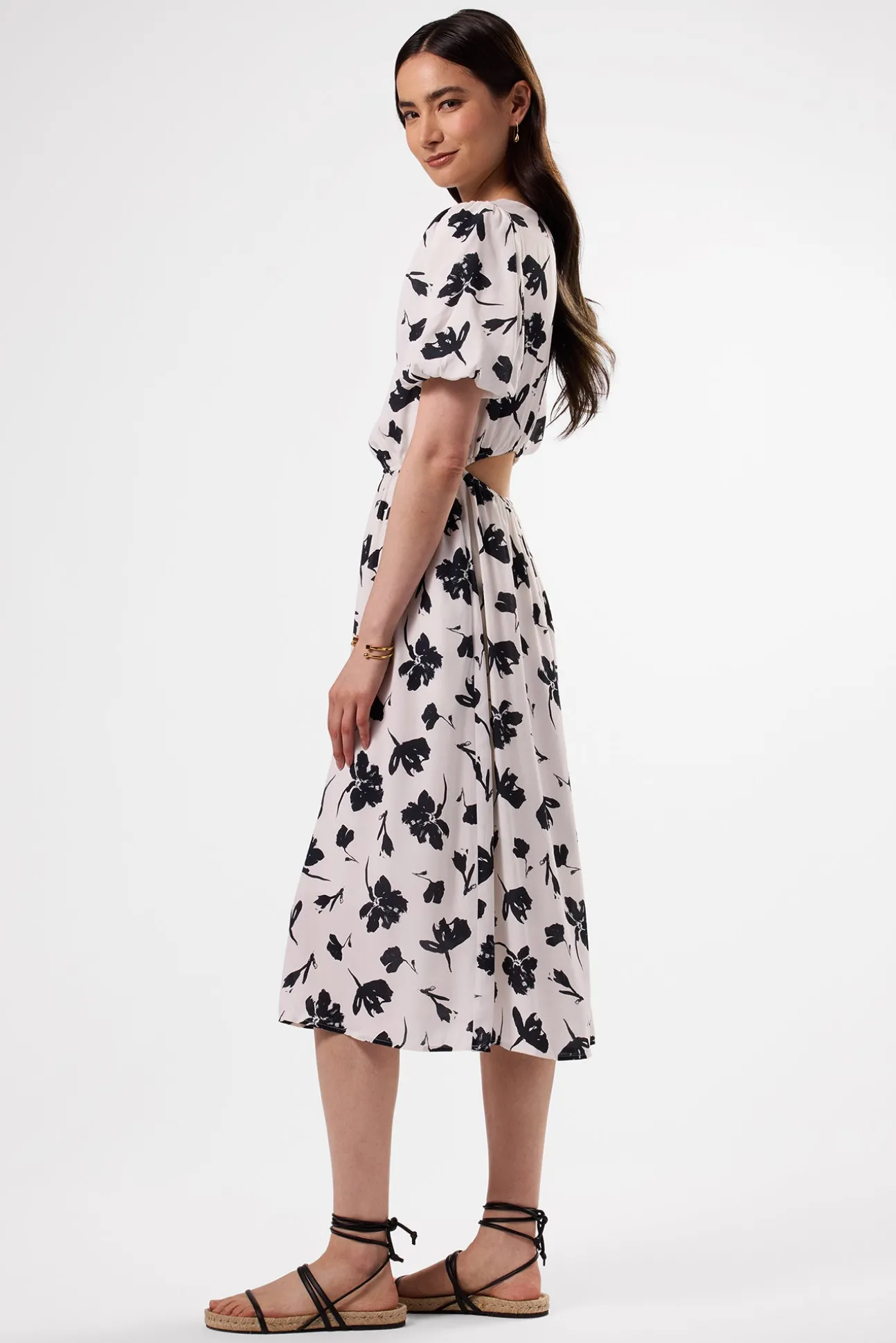 Puff Sleeve Crepe Dress