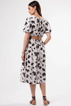 Puff Sleeve Crepe Dress