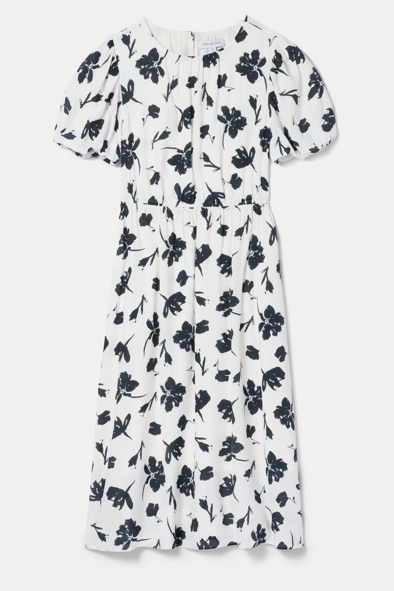 Puff Sleeve Crepe Dress