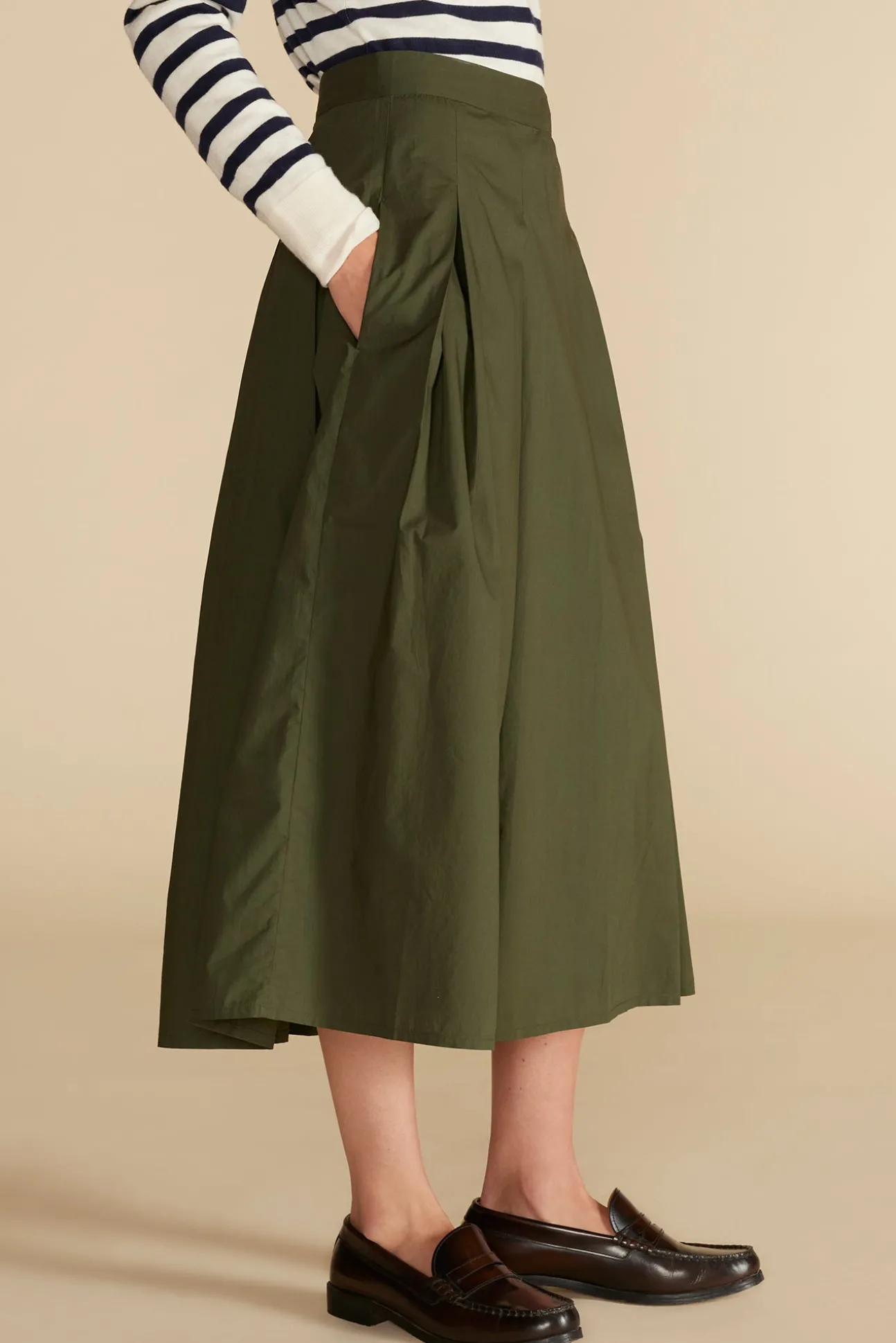 Roselle Pleated Poplin Skirt
