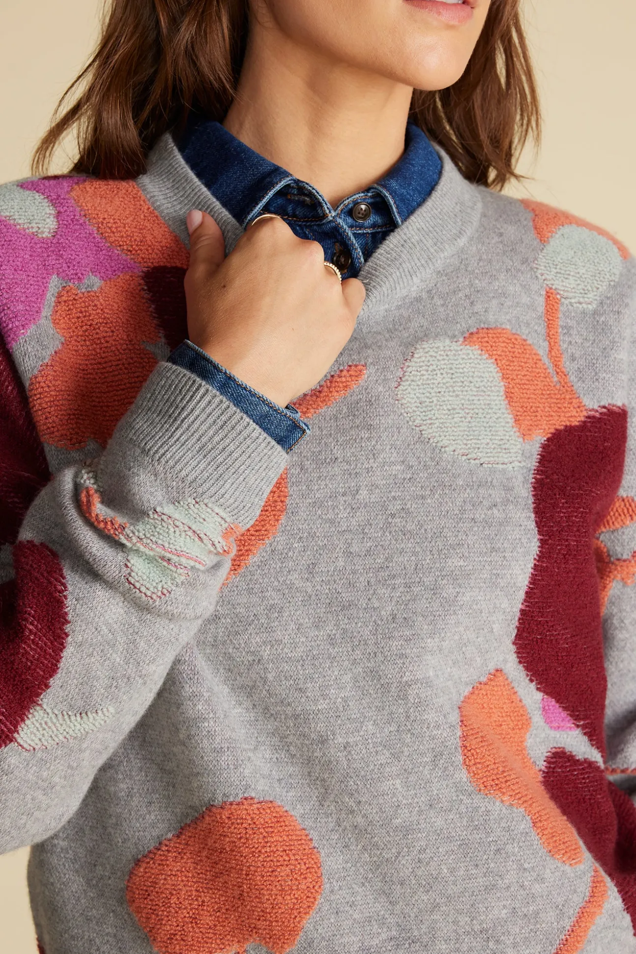 Rowan Jacquard Crew Neck Sweater