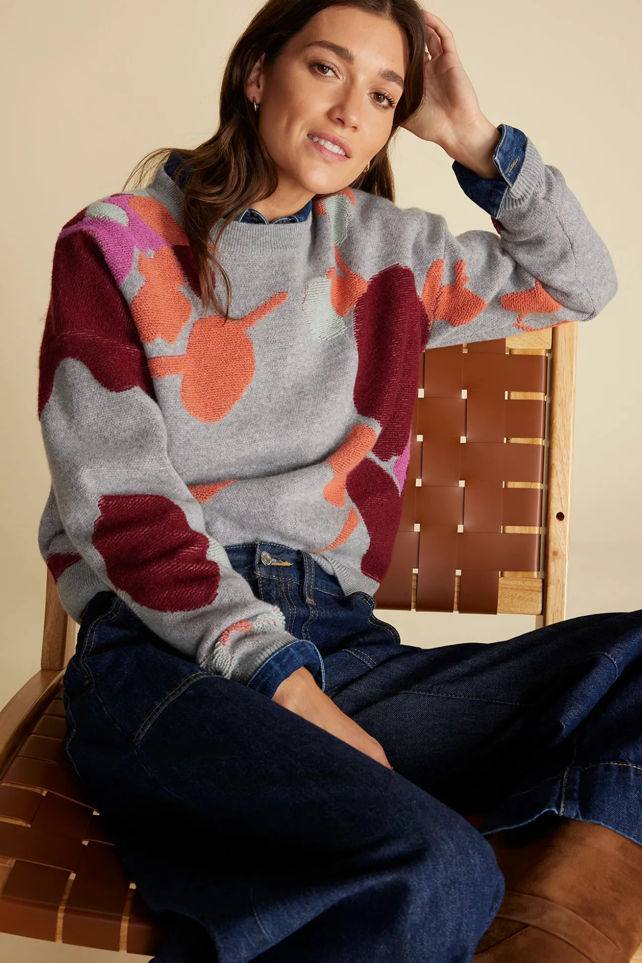 Rowan Jacquard Crew Neck Sweater