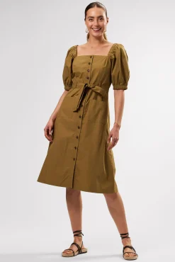 Square Neck Button Front Dress
